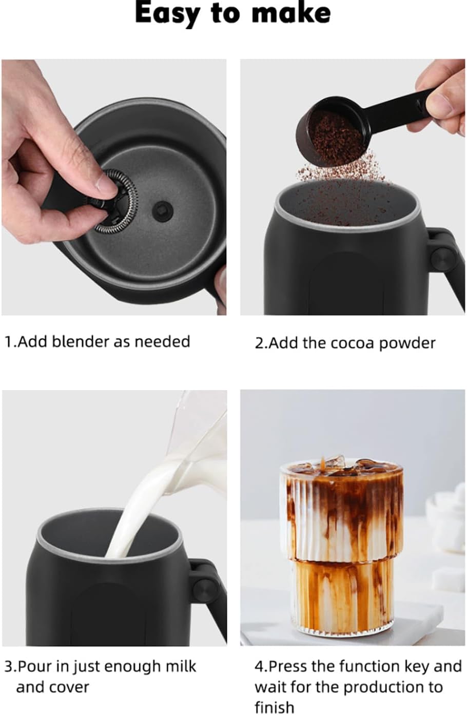 Milk Frother, Milk Steamer for Coffee, 4 in 1 Electric Milk Frother and Steamer, Warm and Cold Foam Maker, Hot Chocolate Maker, Milk Warmer, 8.8oz/250ml Frother