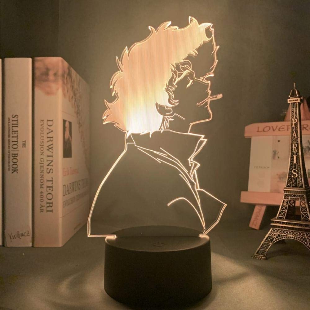KJsdaADSA 3D Lamp Anime Cowboy Bebop Spike Spiegel LED Night Light for Kid Room Deco Birthday Gift Manga Cowboy Bebop Lamp Spike Spiegel-Remote Control