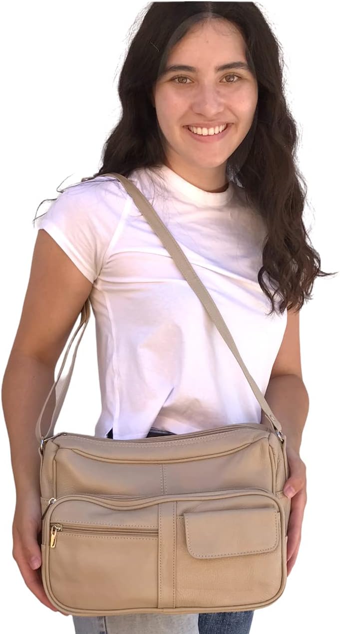 SILVERFEVER Medium Leather Handbag | Ladies Shoulder Bag | Organizer w Built in Wallet - Image 8