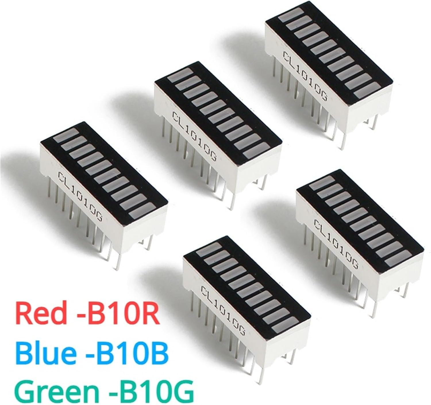 5/10PCS LED Display Module 10 Segment Bar Graph Ultra Bright Red Green Blue Yellow-Green Colors Multi-Color Bar-Graph Module DIY(Red-10pcs)