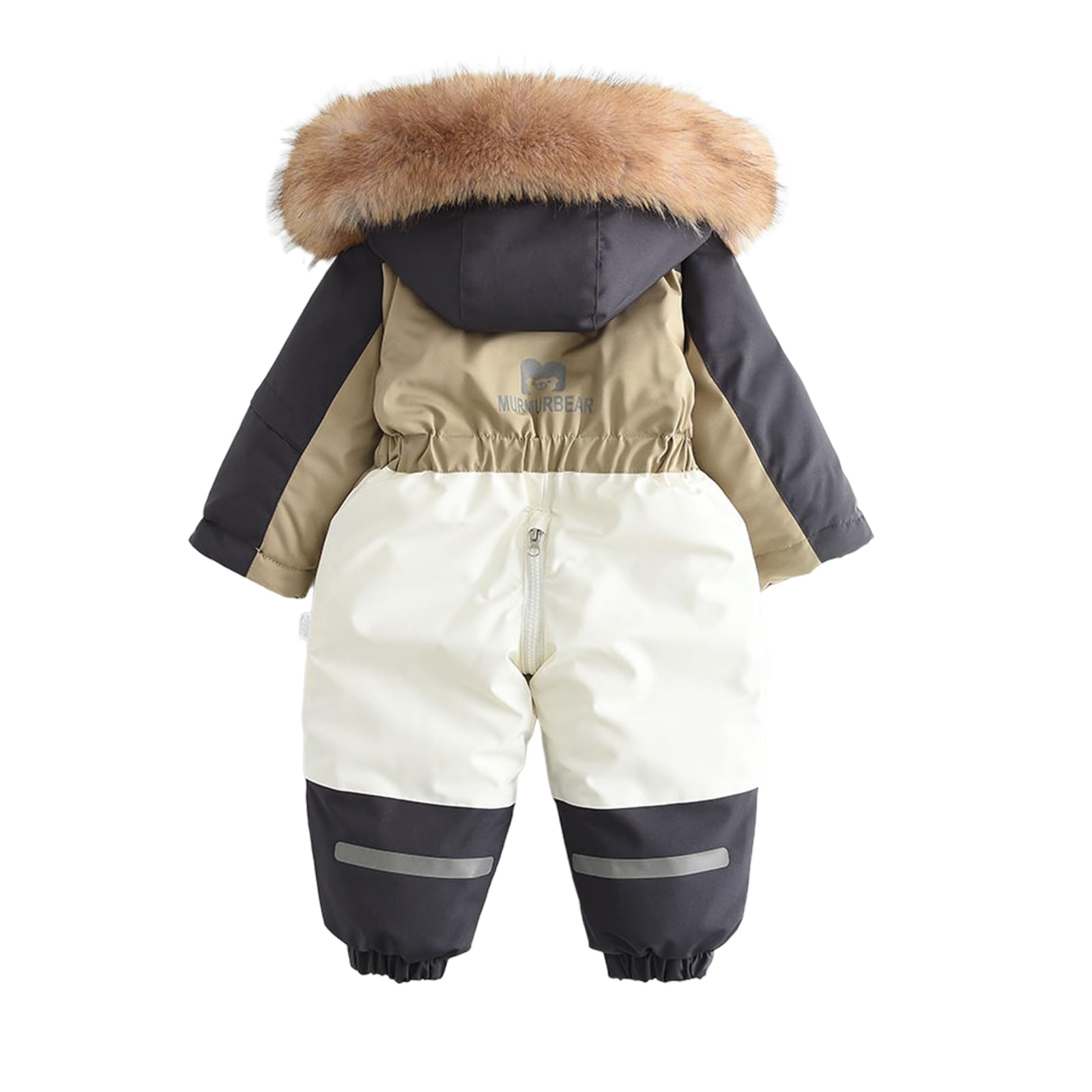 Traje de nieve para bebé, niño, niña, con cuello de piel, capucha, mono de invierno para niños, mono grueso de invierno, mono de nieve, resistente al viento, cálido traje de esquí