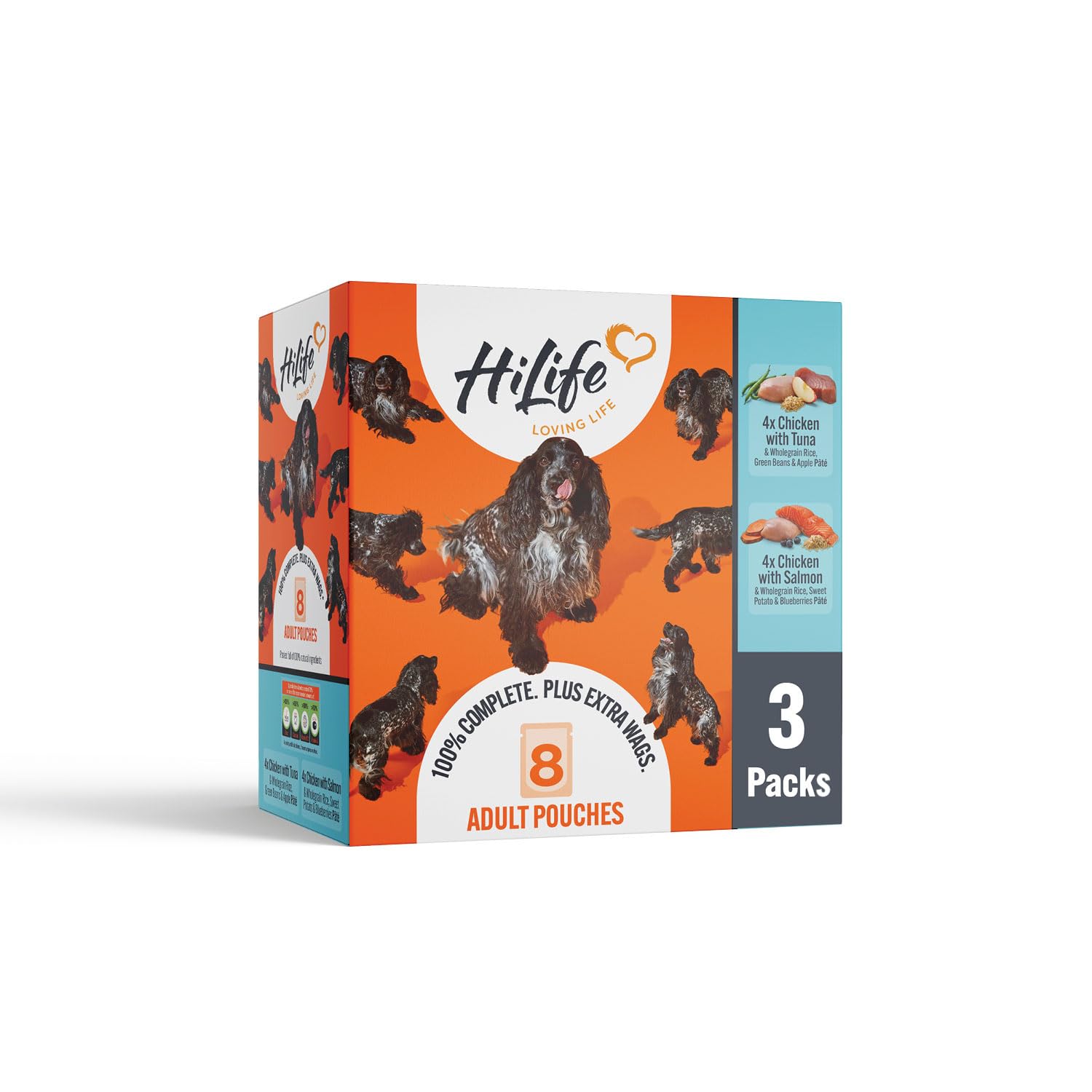 HiLife Adult Wet Dog Food, Mixed Chicken & Fish Recipes, Complete Dog Food Pouches, 100% Natural Ingredients, Chicken with Tuna & Salmon (24 x 150g Pouches)