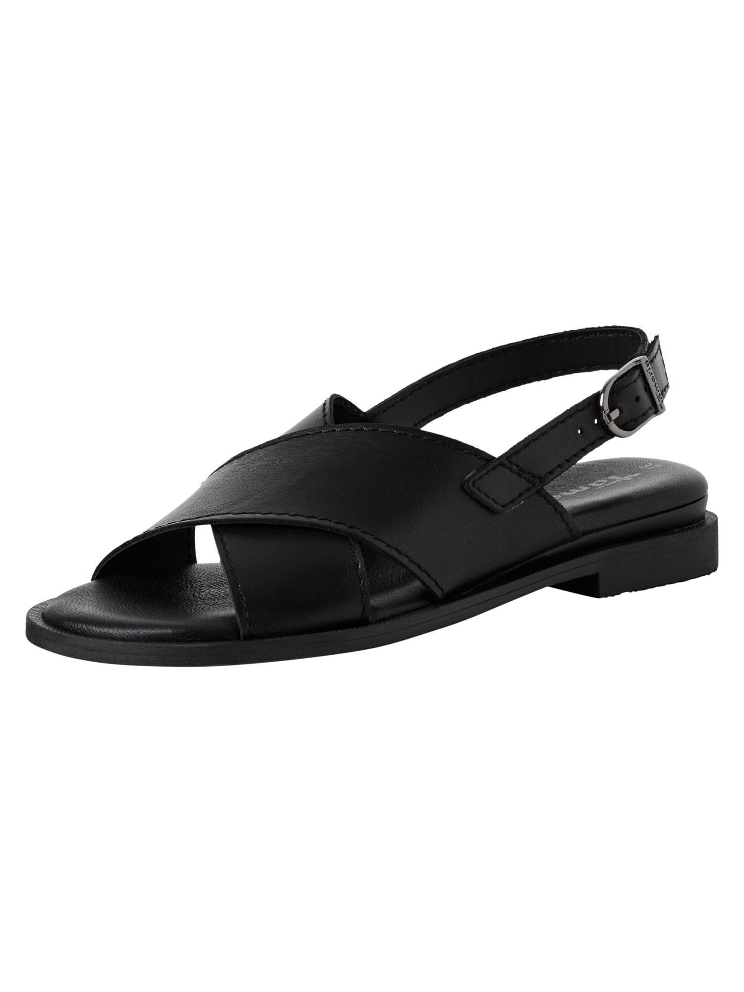 Tamaris Women’s leather sandal flat black 4 UK