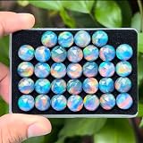 10 x 14 mm zorza polarna, 40 szt. kaboszon AAA jakości zorza polarna, 40 szt. OKRĄGŁY kaboszon etiopski opal kaboszon naturalny welo opal wielopaliowy luźny kamień szlachetny do produkcji biżuterii,