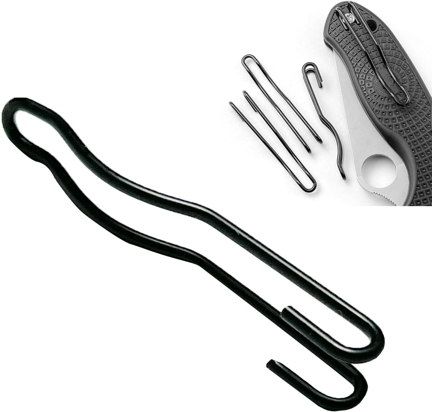 1 PCS Carry Wire Pocket Clip 53mm Black Portable Cable Pocket Clip Stainless Steel Pocket Knife Clip Replacement Suitable For image 3