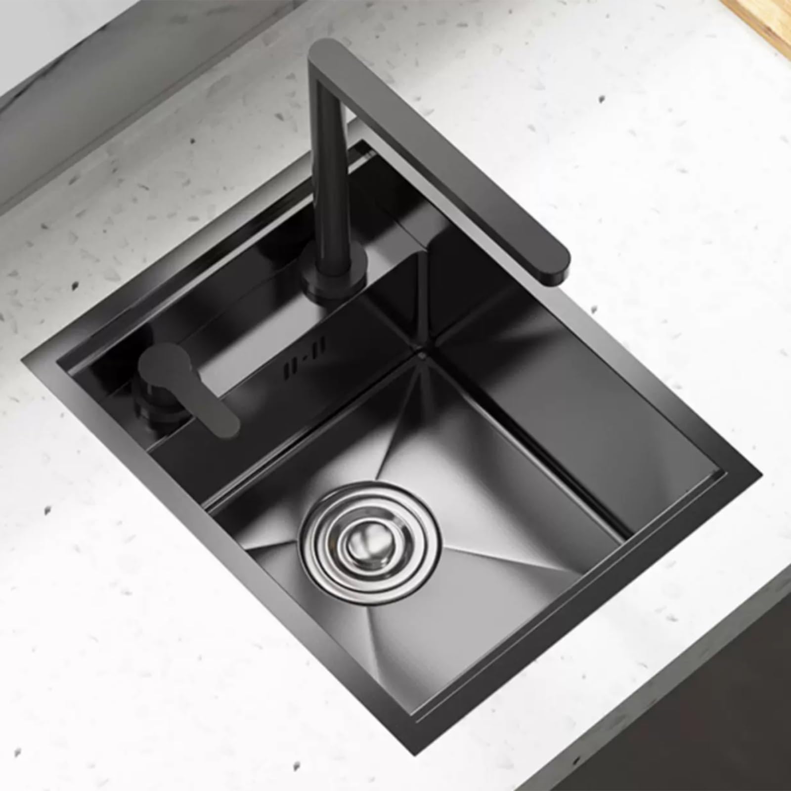 ZQFHSX RV Hidden Sink, Stainless Steel Small Single Bowl Kitchen Undermount Bar Sink for Pantry Or Break Room, Space-Saving Design
