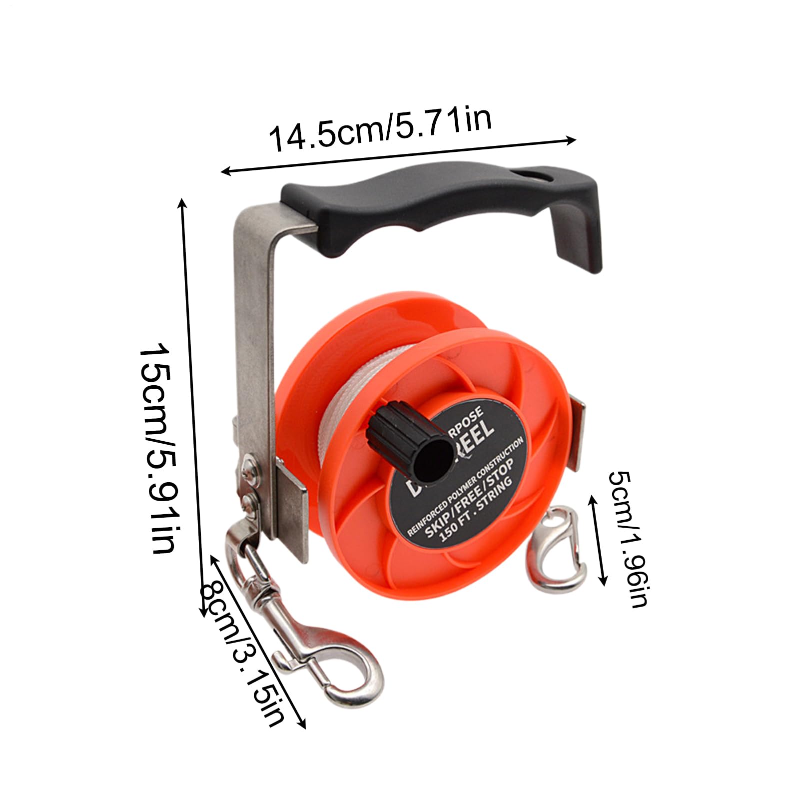 Svolgitore per Immersioni - 88 m ergonomico resistente regolabile in nylon | bobina da immersione, per spiaggia sotto-donne uomini libero caccia sottobarca all'aperto | Bobina Immersione Per Apnea Pesca Subacquea Barca Spiaggia All'aperto Donne Uomini