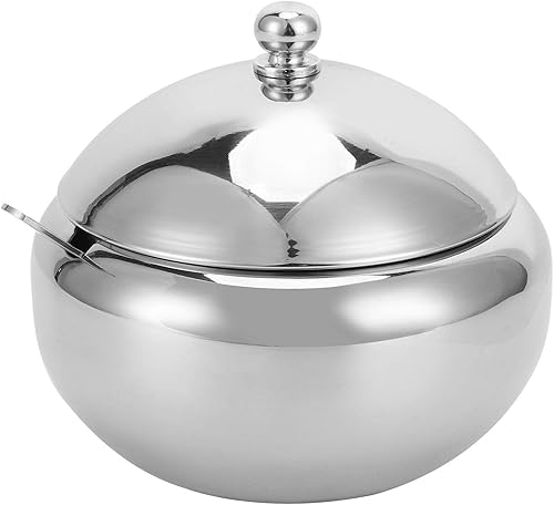 Miniatura 6 de Tazón de condimento, azucarero de acero inoxidable con tapa y cuchara, botella de almacenamiento de cocina, ollas de condimentos ideales para