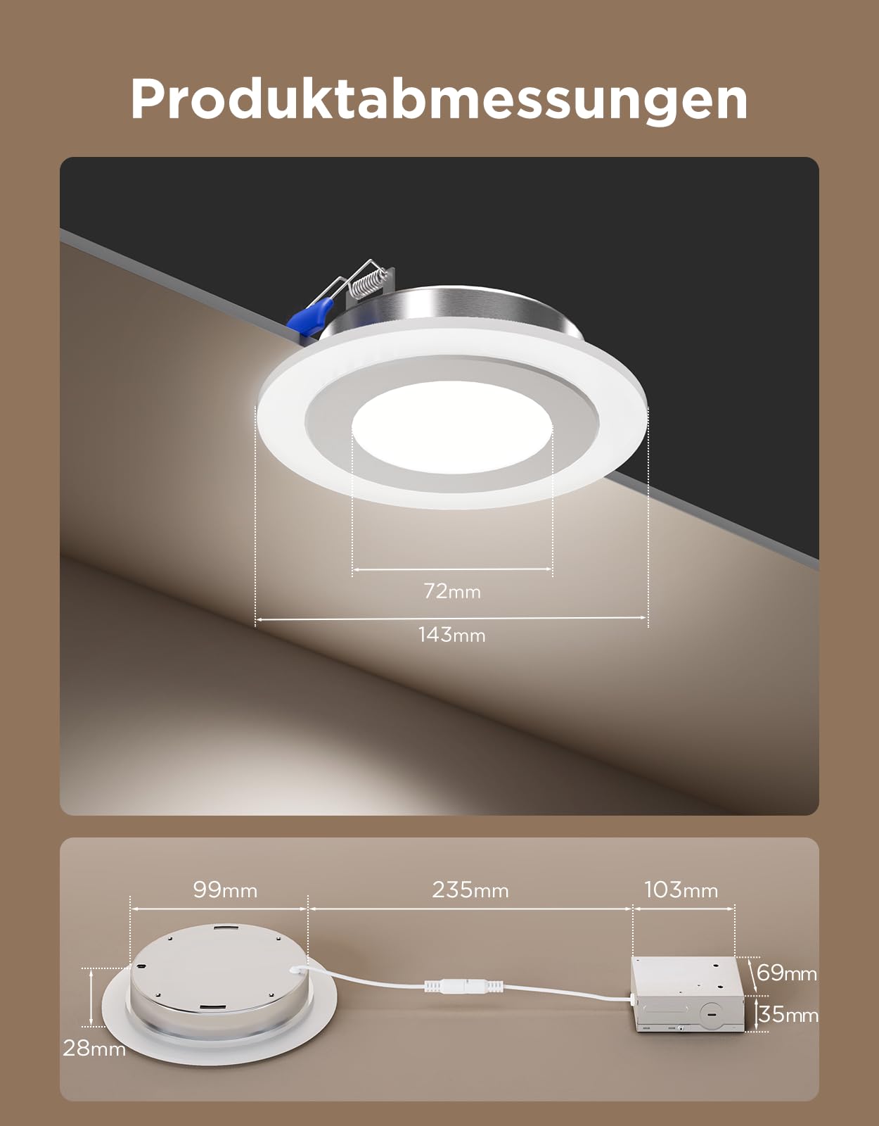 Govee Smart Einbaustrahler LED RGBWW 230V 900LM 11.5W Kompatibel mit Matter Alexa Dimmbar 2700K-6500K 99mm 4 Stück
