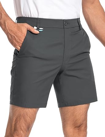 Moosehill Mens Golf Shorts Quick Dry Stretch Hybrid Dress 7" 10" Shorts | Flat front, casual work shorts, 4 deep storage pockets, anti wrinkle fabric, level 4 color fastness, lightweight commuting