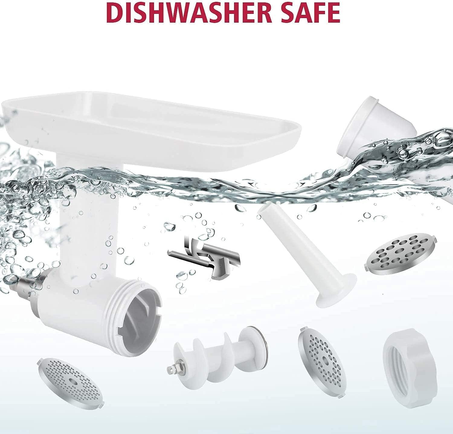 ZACME Electric Meat Grinder Attachments for ZACME Stand Mixer, Food Grinders ZACME Accessories with 3 Grinding Plates|Meat Roller|Sausage Stuffer|Cleaning Brush, Food Processors Dishwasher Safe