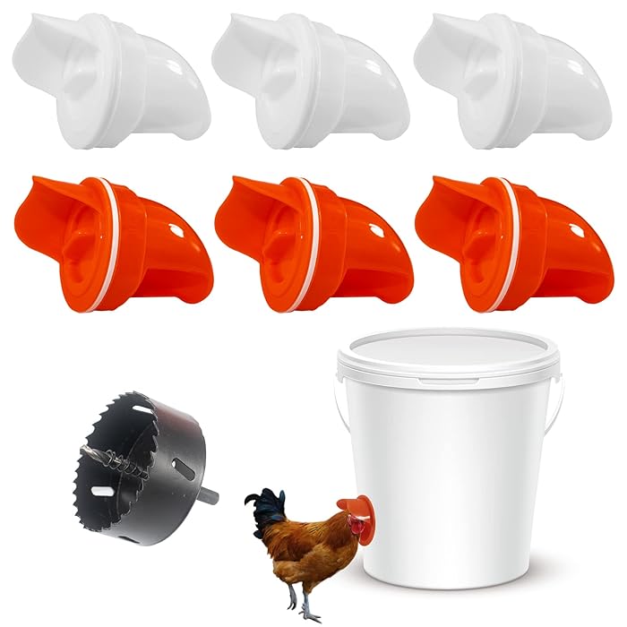 Buy OYUGET Chicken Feeders No Waste (6 Ports), DIY Rain Proof Automatic