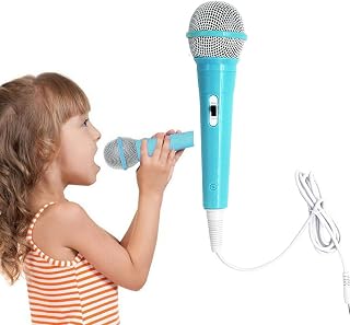 WANAONE Wired Microphone for Kids, Lightweight Kids Microphone for Singing Dynamic Wired Microphone with 3.5mm Jack Connector No Battery Ideal for Kids Singing(Blue)