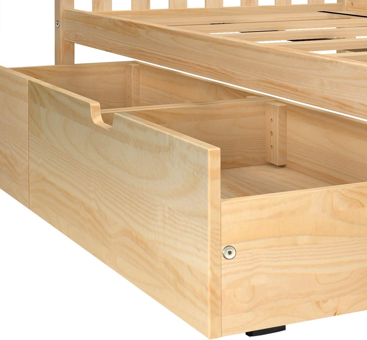 Max & Lily Bunk Bed, Twin-Over-Full Wood Bed Frame for Kids with Storage Drawers, Natural