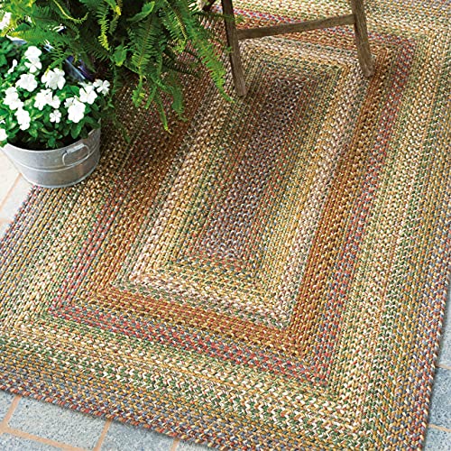 Homespice Rainforest Washable 5X8' Rug For Living Room, Bedroom Rug And Dining Room, Indoor-Outdoor Patio Rug Pet Friendly. Decor Style- Farmhouse Rug, Rustic, Country, Green Braided Rug #TOP6