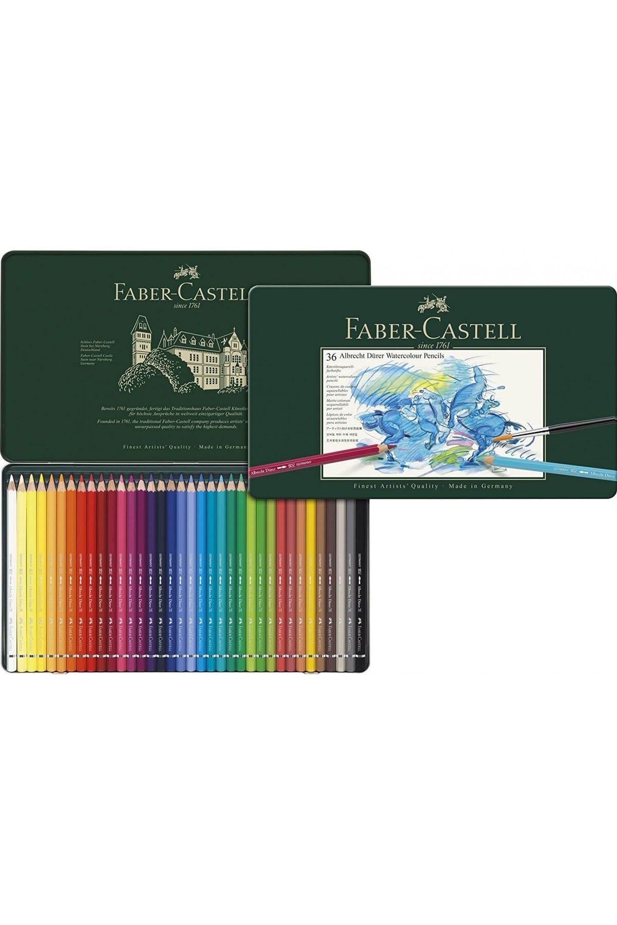Faber-Castell Künstler-Aquarellstift ALBRECHT DÜRER®, 36 Farben sortiert im Metalletui; Packungsinhalt: 36 Stück