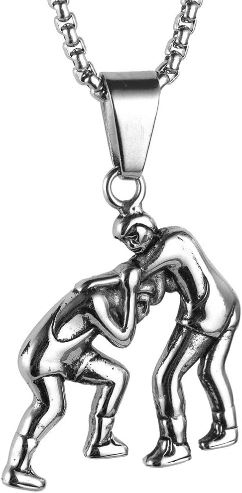 HIJONES Unisex Stainless Steel Wrestling Match Pendant Sport Necklace