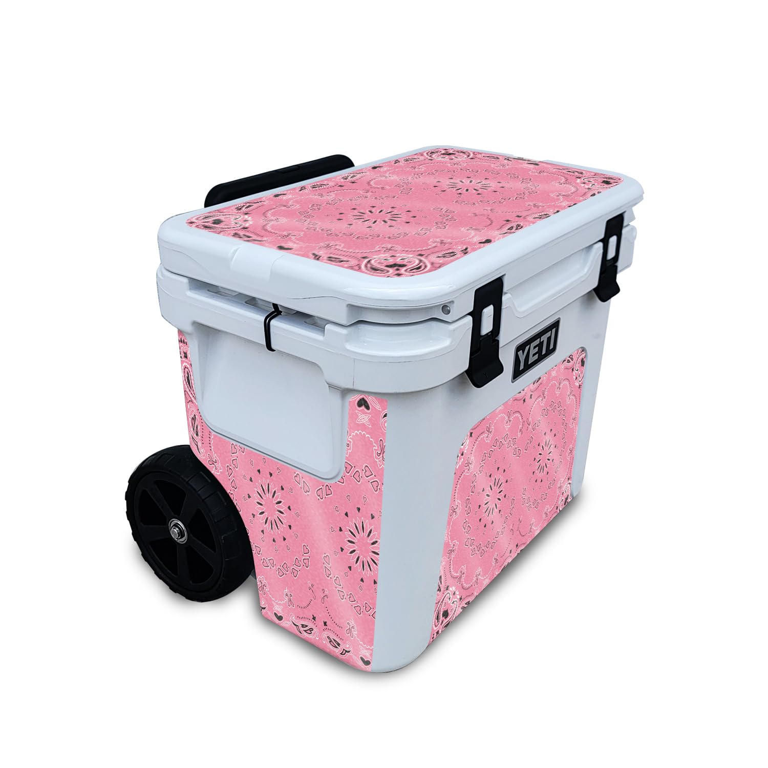 Glossy Glitter Skin Compatible with Yeti Roadie 32 Wheeled Cooler - Pink Bandana - Premium 3M Vinyl Protective Wrap Decal Cover - Easy to Apply | Crafted in The USA by MightySkins