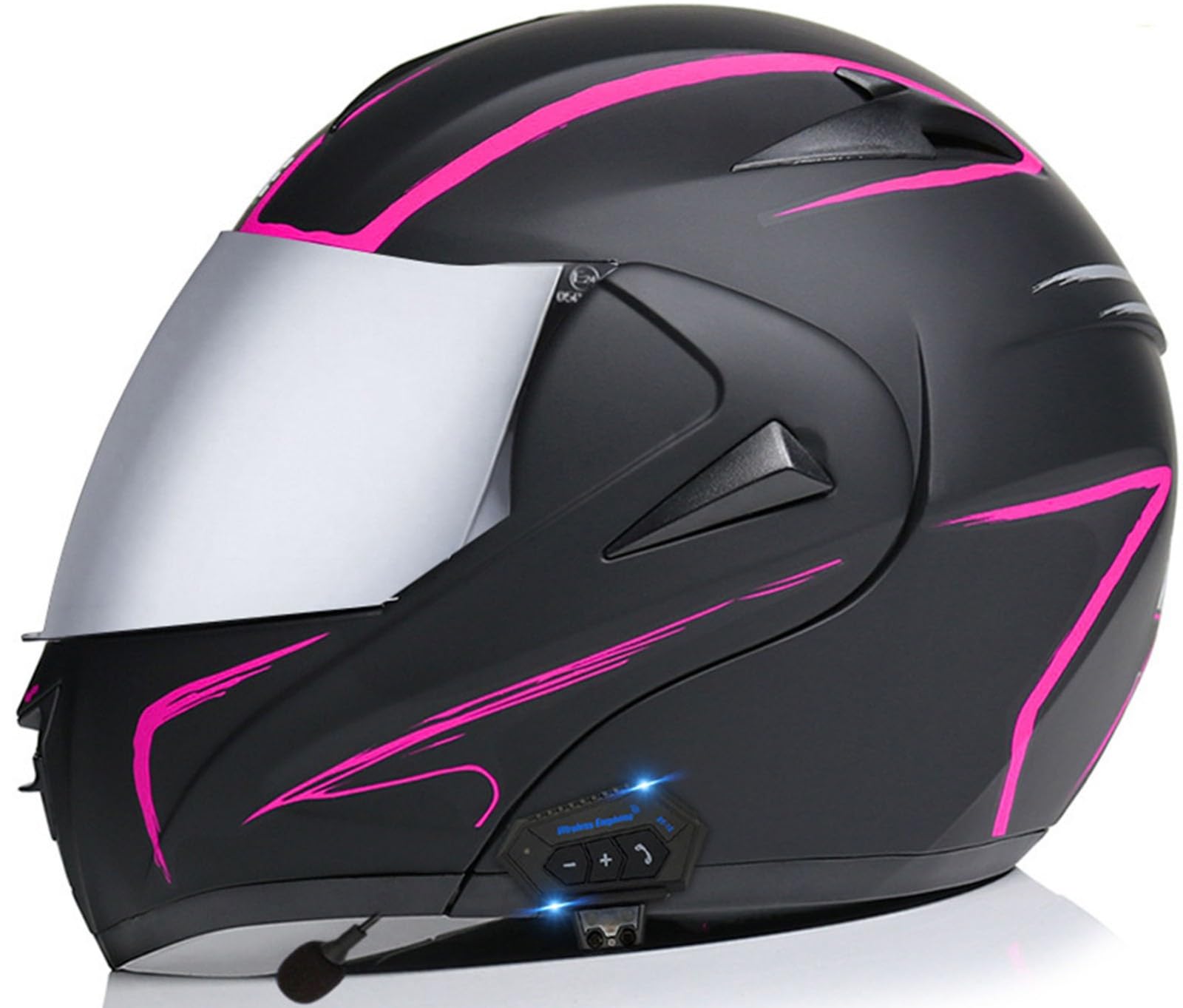 Bluetooth Casco Moto Modular Dot/ECE Homologado Casco Abatible Integrado Cascos Integrales,con Doble Visera Sistema De Ventilación para Mujeres Y Hombres Adultos