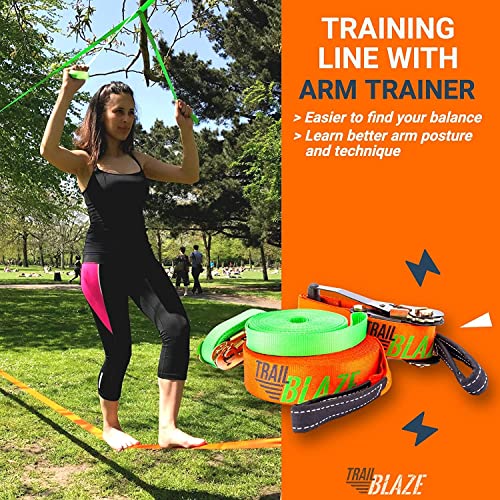 Trailblaze Slackline Kit With Tree Protectors & Training Line | Slack Lines For Backyard | Tight Rope Line For Beginners Slack Line Set, Double Slack Lines 60Ft #TOP2