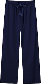 EA'S SECRET Men's 100% Cotton Pajama Bottoms Stretch Waist Soft Drawstring Sleep Lounge Pj Pants with Pockets