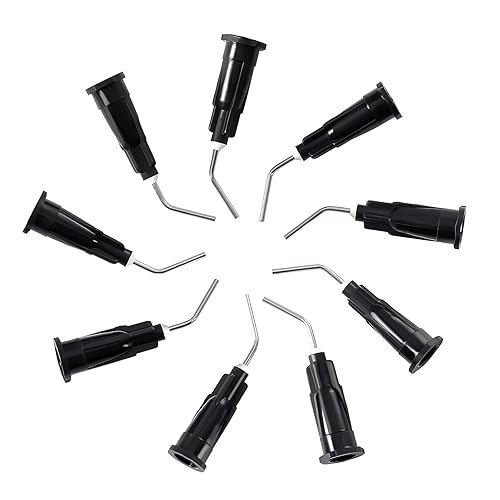 JMU 300 puntas dispensadoras dobladas de calibre 20, punta roma, punta roma, puntas de aguja de riego oral desechables predobladas, color negro