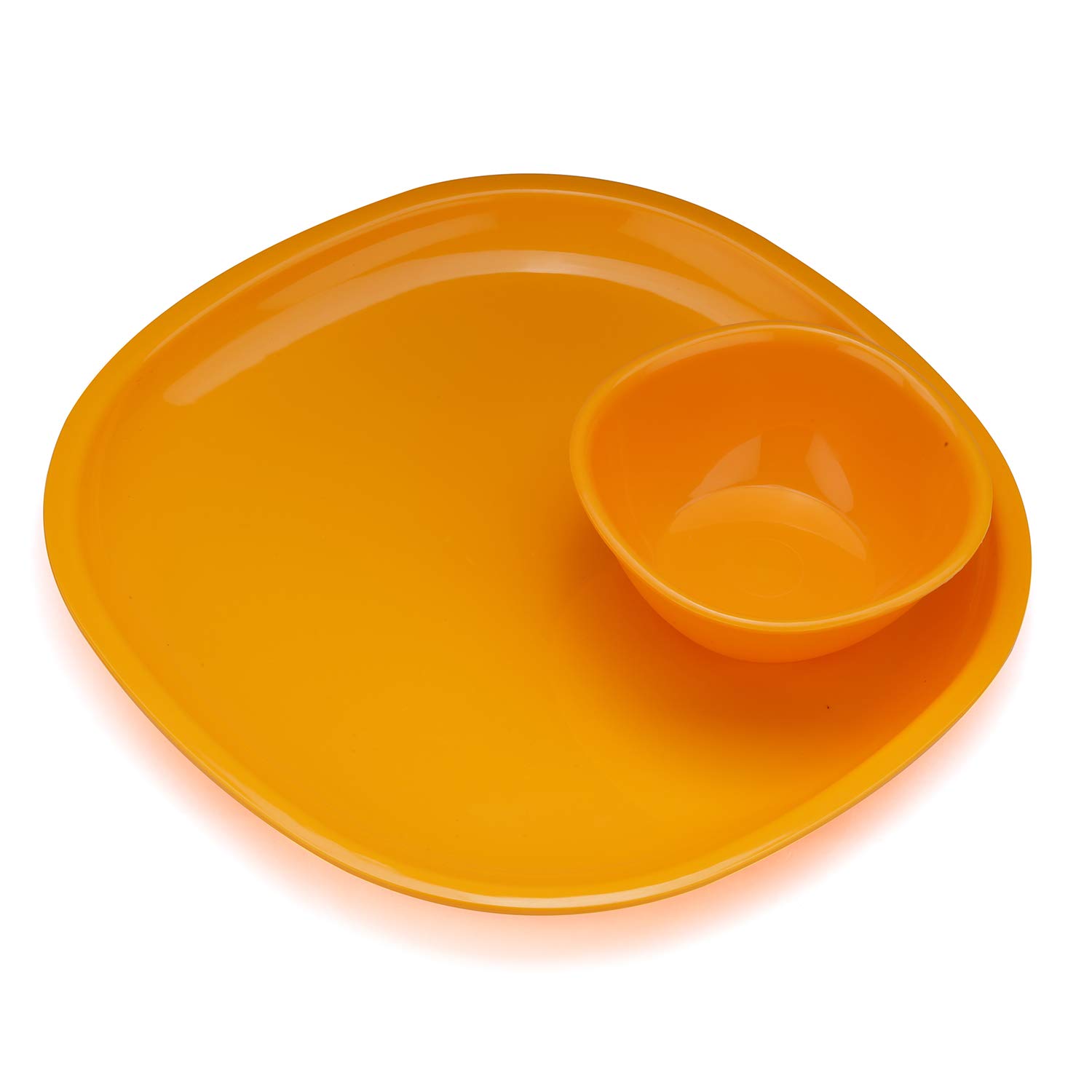 Oliveware Flora Dinner Set | 4 Plates + 4 Bowls | Microwave Safe | Dishwasher Safe | BPA Free | for Heating & Serving | for Breakfast, Lunch, Dinner - Yellow