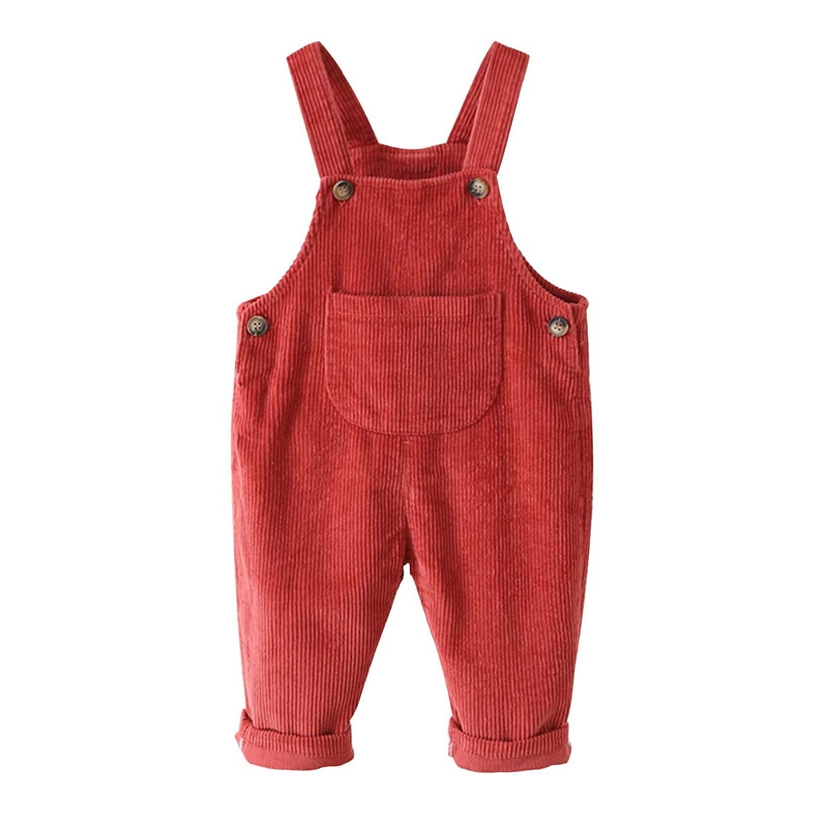 Neonato Ragazzi Ragazze Salopette di Velluto a Coste Tuta Salopette di Cotone con Bottoni Bretelle di Velluto a Coste Pantaloni Tuta Lunga Pagliaccetti Stile Casual per 1-4 Anni