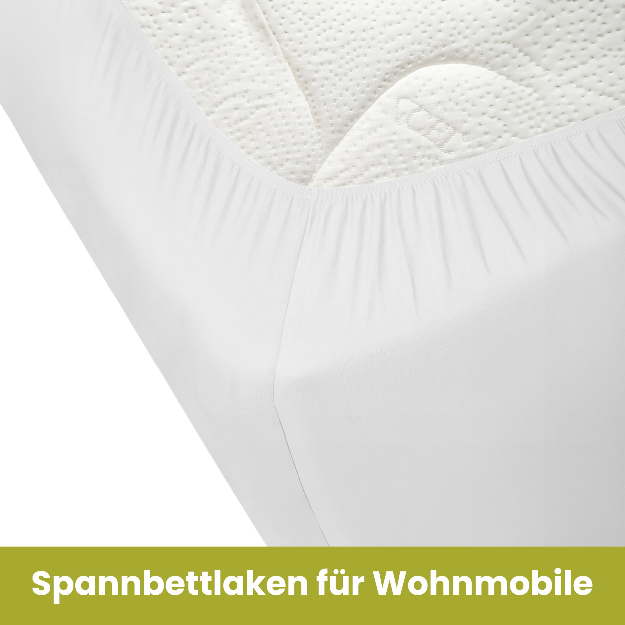 Spannbettlaken Wohnmobil 2er Set - 1 Spannbettlaken Grau + 1 Molton matratzenschoner mit Ecke rechts(125-155cm x 200cm)- Französische Betten - für Wohnwagen Matratze - Oeko-TEX