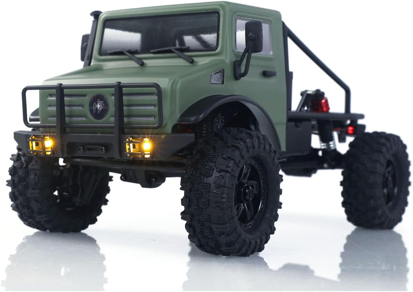 CR18P V3 THunter 1/18 RC Climbing Car 2.4G Wireless Control 4WD Rock Crawler Car Brushless Motor ESC RTR LED Lights Hobby Grade Model for Adult(Matte Green)