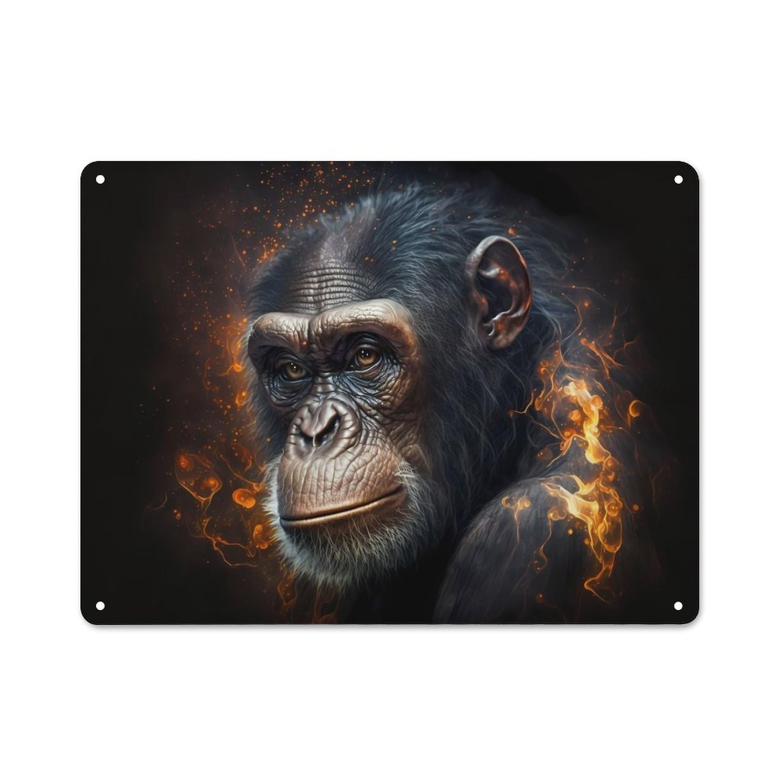 Junmoney Style-11 Chimpanzee Made By Fire Cafe Metal Sign 30X40cm, Shop Front Style Restaurant Wall Art For Takeaway, Bar, Kitchen Or Counter Area