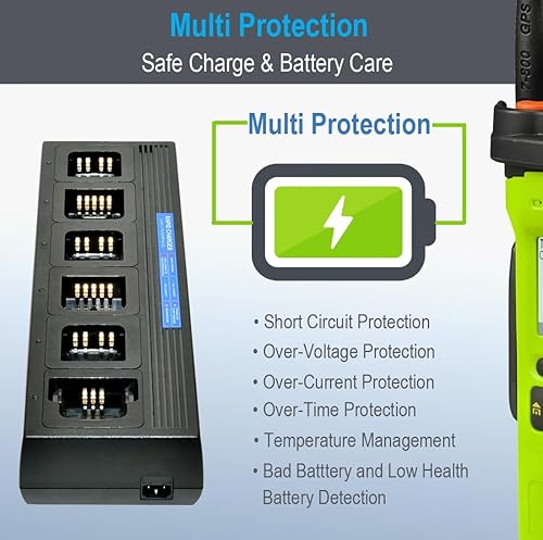 Miniatura 4 de Commountain Six Unit Charger Compatible for Motorola Radios CP185 CP100D and Batteries PMNN4476 PMNN4080 PMNN4081 PMNN4082, Multi Gang Charger with