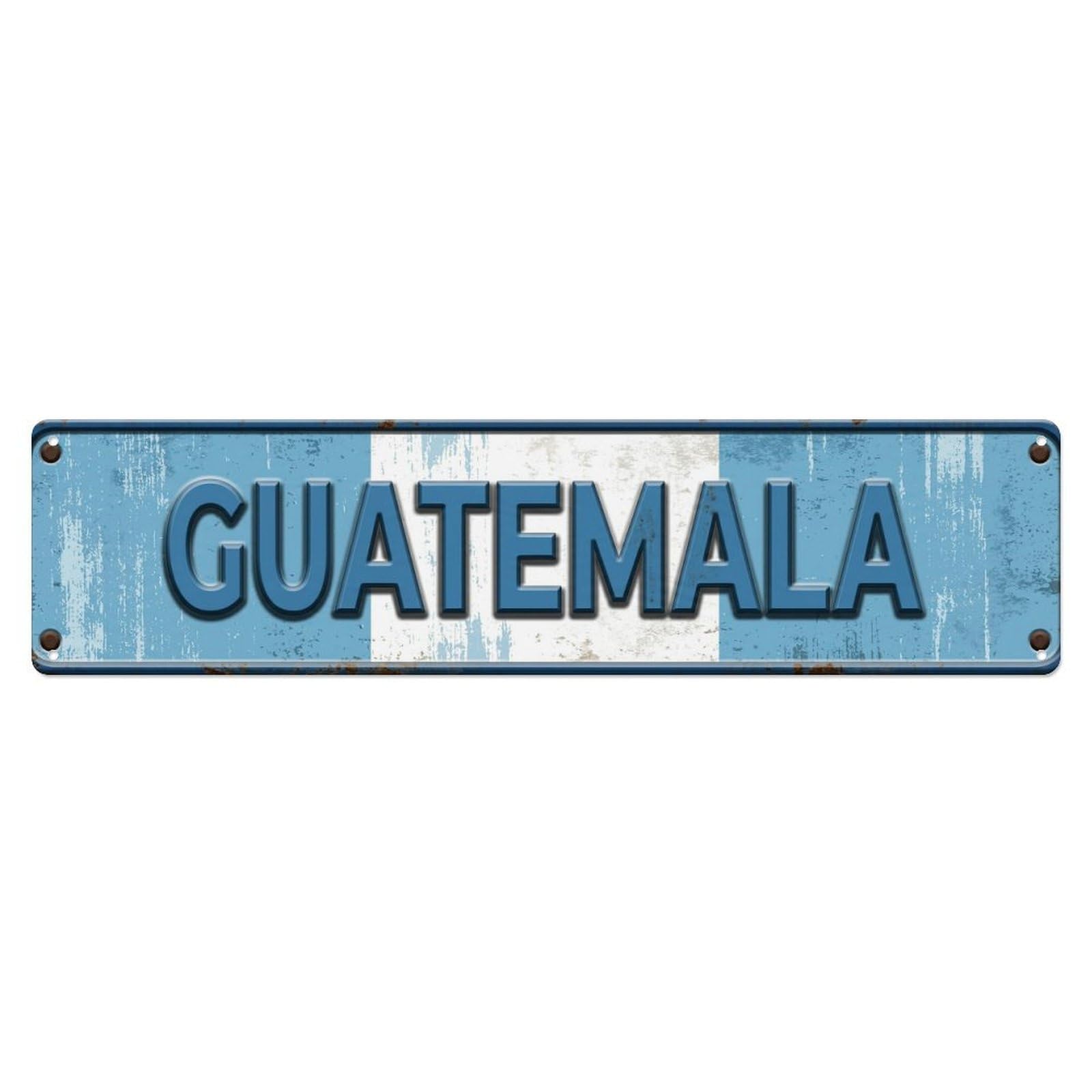 Vintage Guatemala Flag Pattern Metal Tin Sign