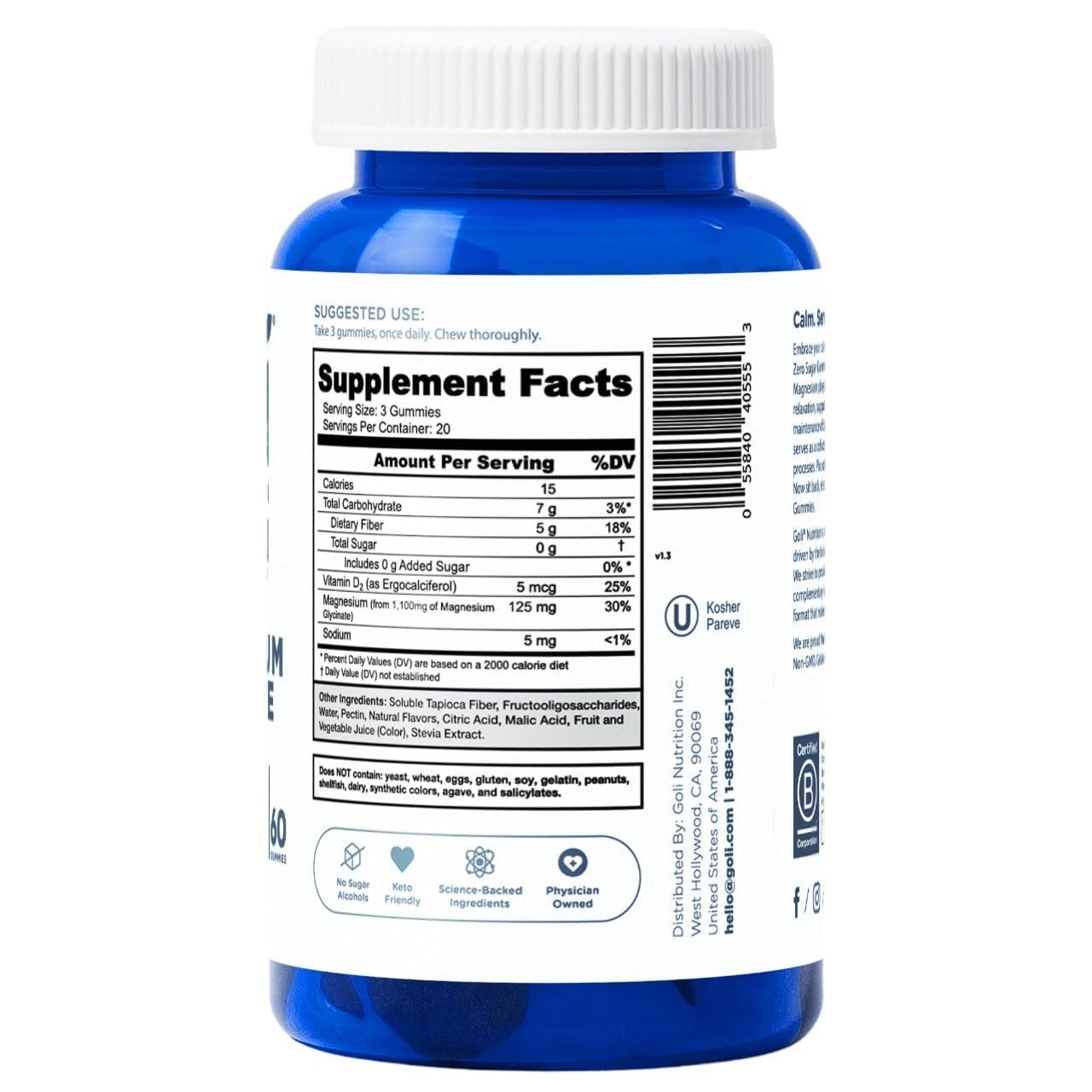 Goli Zero Sugar Magnesium Gummies - 125mg Magnesium (from Magnesium Glycinate) with Vitamin D - No Artificial Sweeteners, No Sugar Alcohols - Vegan, Keto-Friendly, Gluten-Free — Amazon image 6