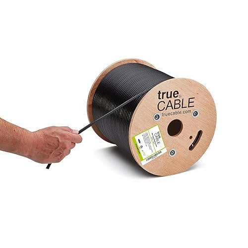 Miniatura 1 de trueCABLE RG6 - Coaxial de protección cuádruple para exteriores, 500 pies, negro, clasificación de entierro directo (CMX), cable coaxial conductor