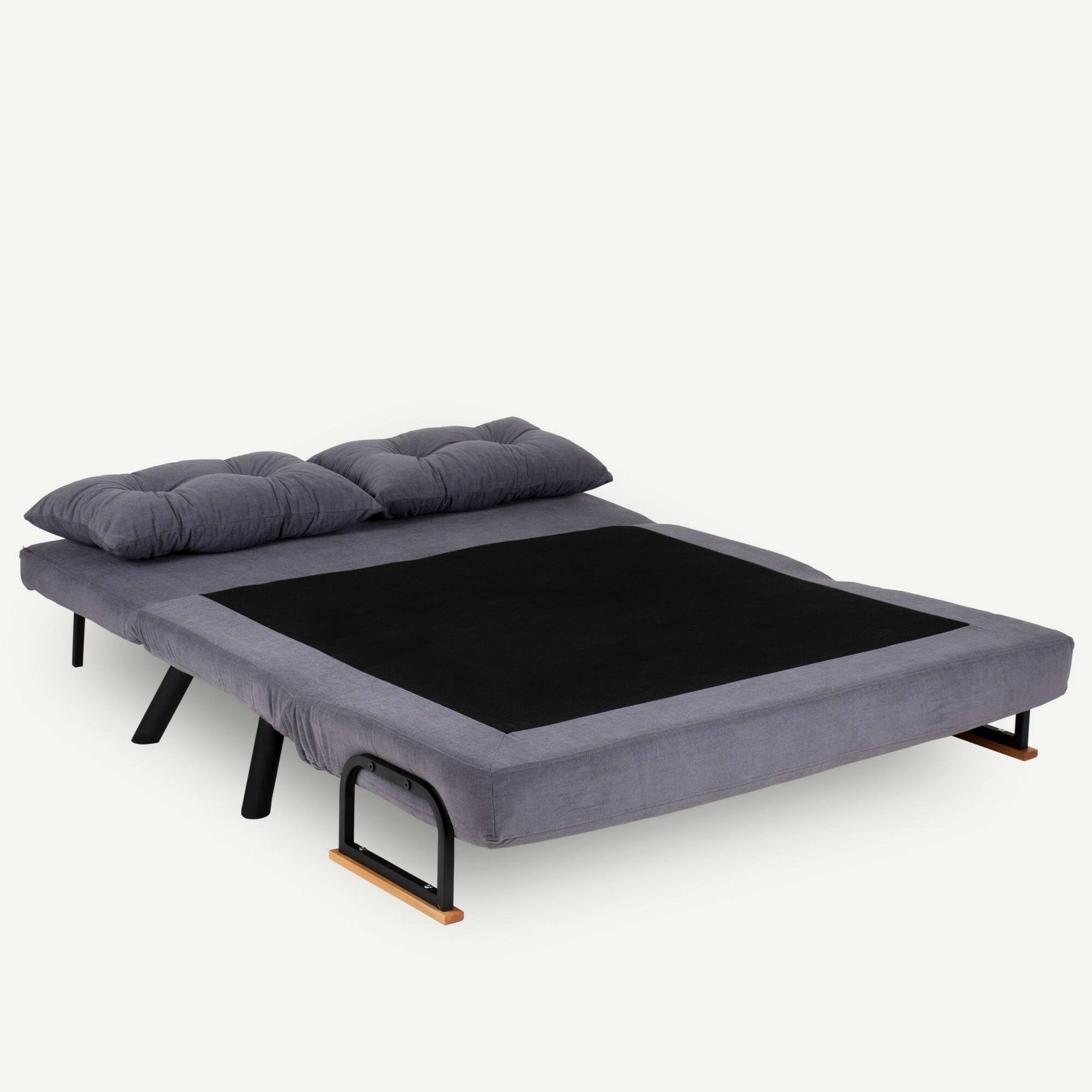 Dmora - Divano Letto 2 posti Merak, Sofà trasformabile, Divanetto per Ospiti, Poltrona Letto, 133x78 h78 cm, Grigio Scuro
