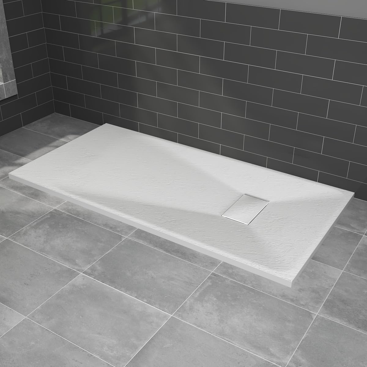 NRG 1300x700mm White Shower Base Non-Slip SMC Rectangle Shower Tray with Fast Flow Waste for Bathroom Enclosures