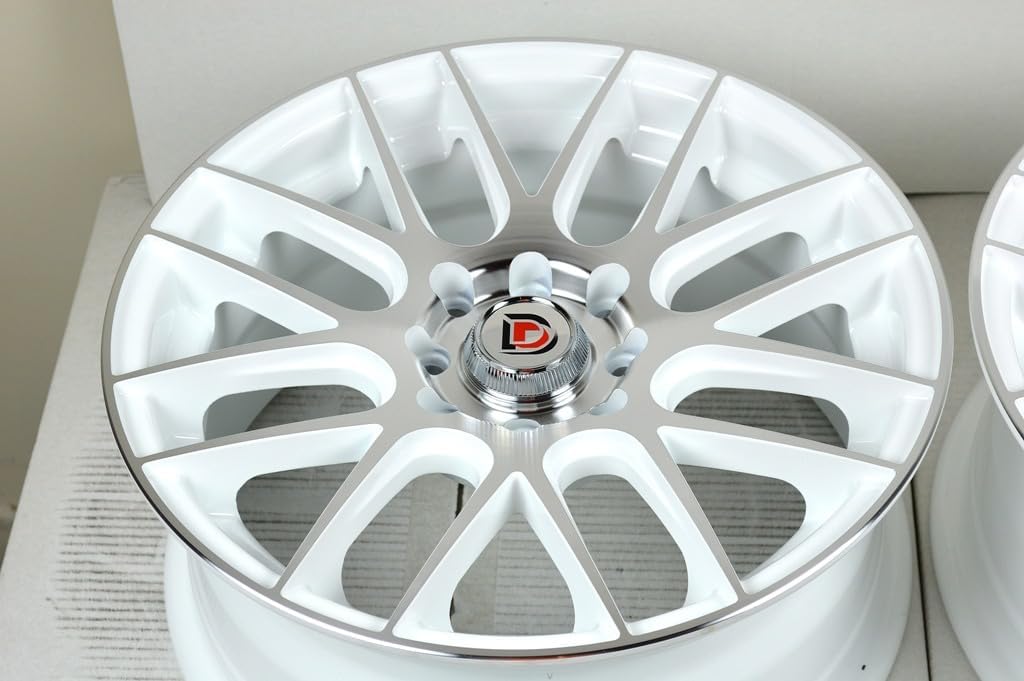 17" Wheels Rims ddr haze White with Polished Face Finish 17x7 4x100 4x114.3 35mm Offset 4 Lugs 4x100/114.3 (Set of 4)