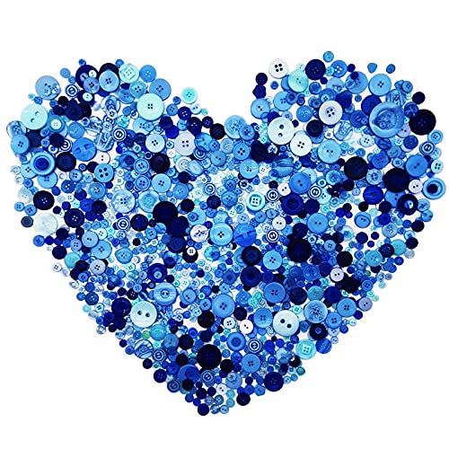 600-700Pcs Light Blue Buttons for Crafts Bulk Assorted Size Blue Craft Button Assortment for DIY Crafting, Festival Decoration, Party Decor