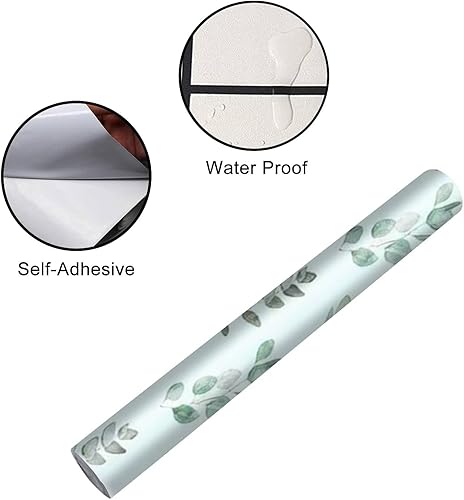 Miniatura 4 de Juego de envoltorio de vinilo autoadhesivo para refrigerador, acuarela, eucalipto, menta, floral, primavera, puerta, mural, extraíble, para nevera,