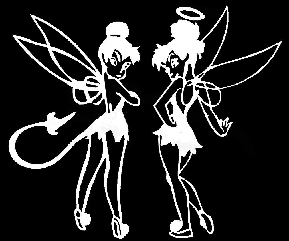 Angel Demon Fairy Girls Vinyl Decal White 5 inch Tall AG-924