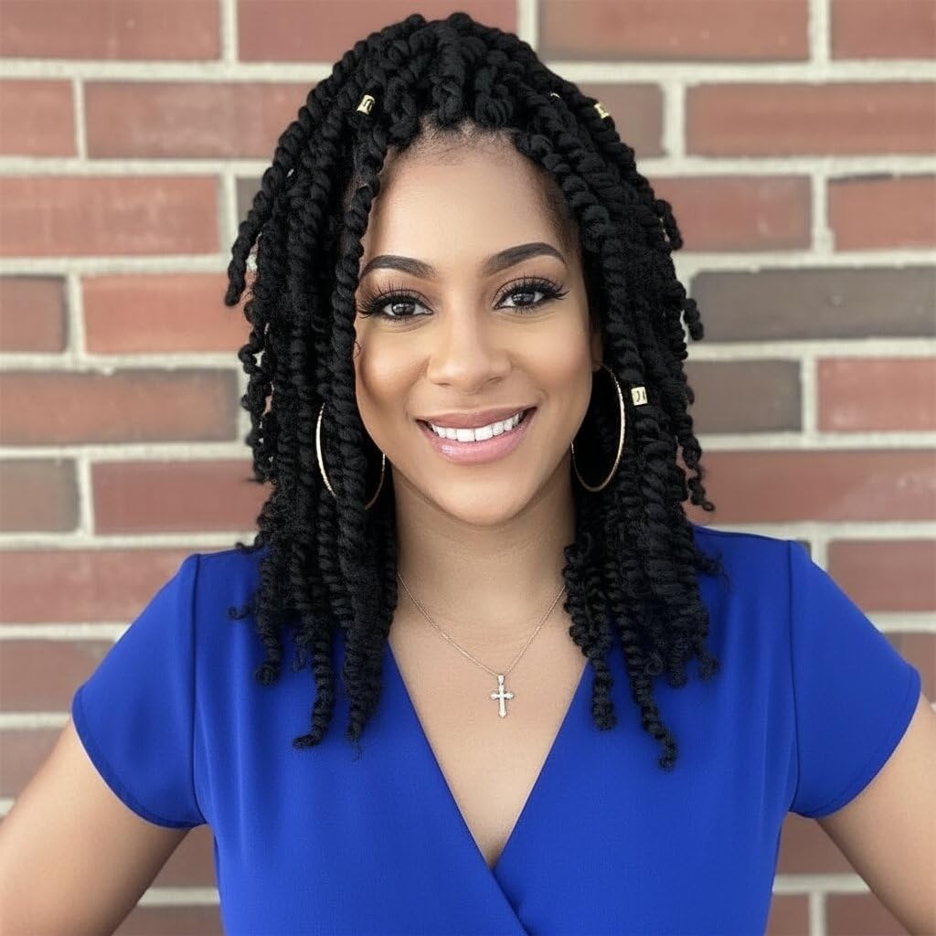 Fulcrum Passion Twist Hair 12 Inch, 8 Packs Passion Twist Crochet Hair for Black Women, Prelooped Crochet Twist Hair with Curly Ends (12Inch, 1B#)