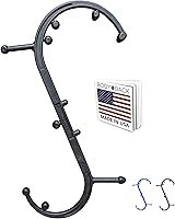 Body Back Buddy Classic Massage Cane - USA Made Trigger Point Tool for Back Neck Shoulder Pain Relief Dual Hooks Black