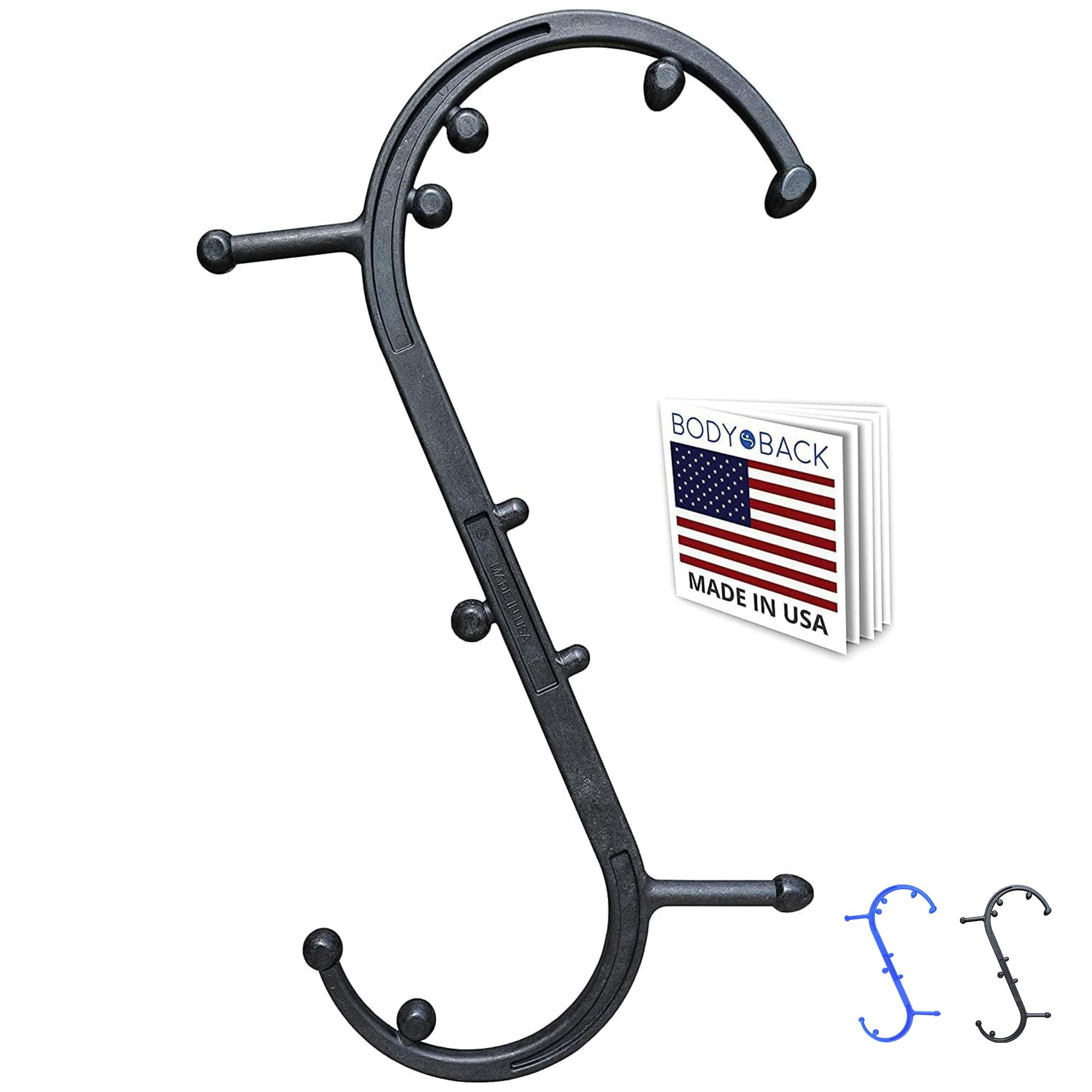 Body Back Buddy Classic - Trigger Point Massage Tool, Neck and Back Massager Handheld, Manual Self Massager, Massage Cane, Muscle Knot Remover with Instructions (Black Marbled)