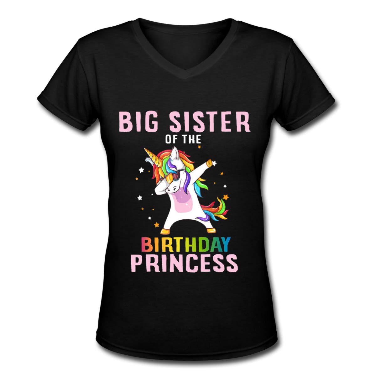Proud Big Sister of A Birthday Unicorn Dab Girl Women's V-Neck T-Shirt