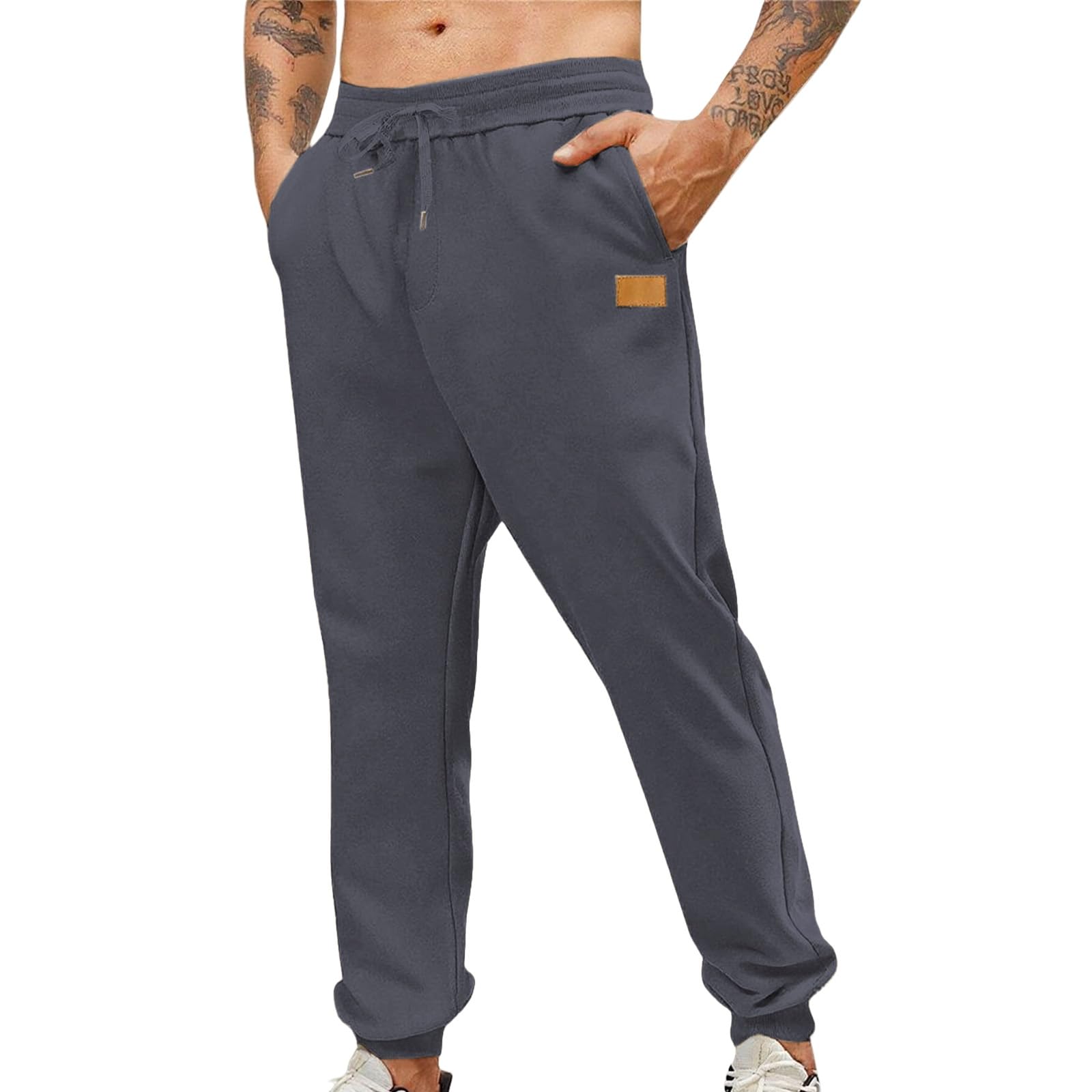 Mens Fleece Joggers Athletic Workout Pants Gym Running Training Tapered Ankle Elastic Waist Sweatpants