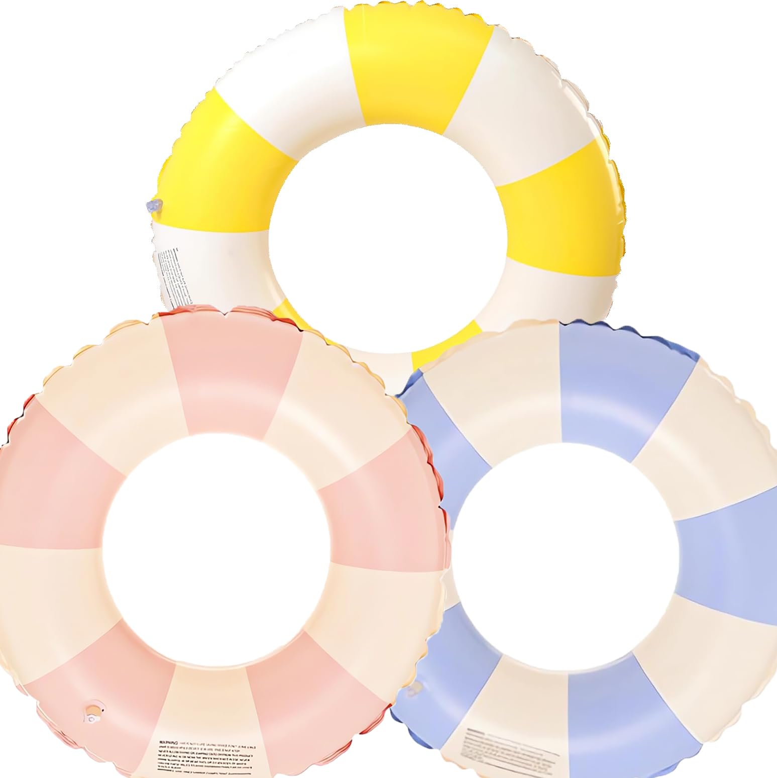 3 Pieces Swimming Ring Adult Air Mattress Swimming Hoop Inflatable Swimming Pool Float, Swimming Ring Tube for Summer Pool Party (Blue + Pink + Yellow) — image 1