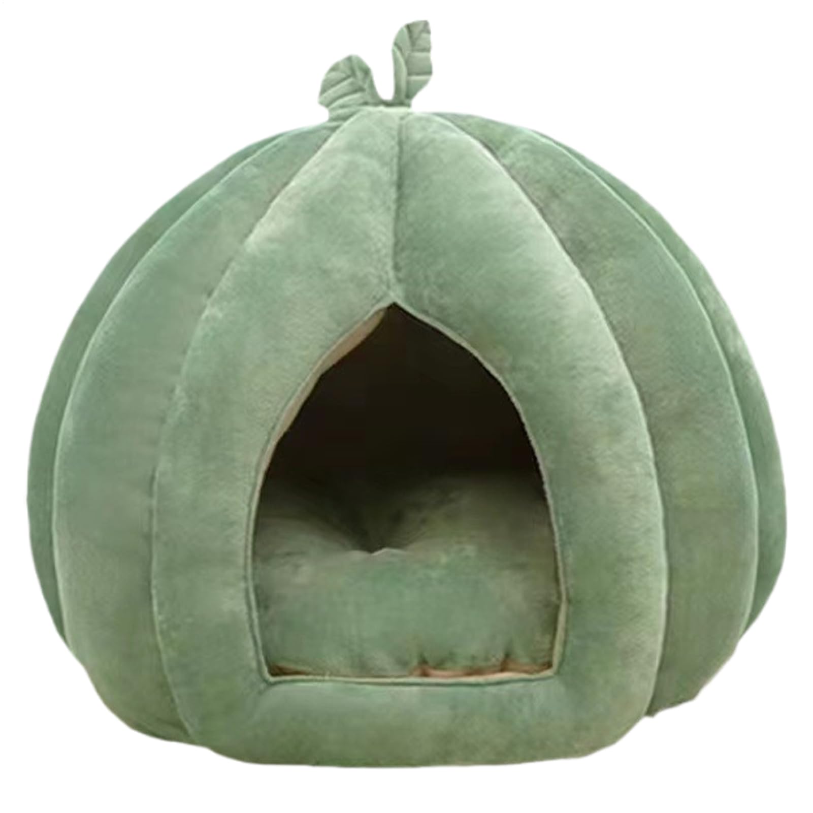 Niche pour chat citrouille avec intérieur peluche douce