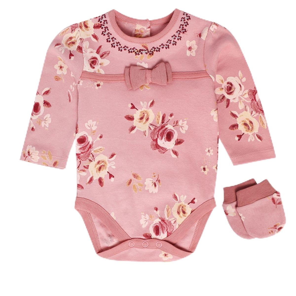 miniklub New Born Peach Color Bodysuit,Mittens & Booties Set-image-17