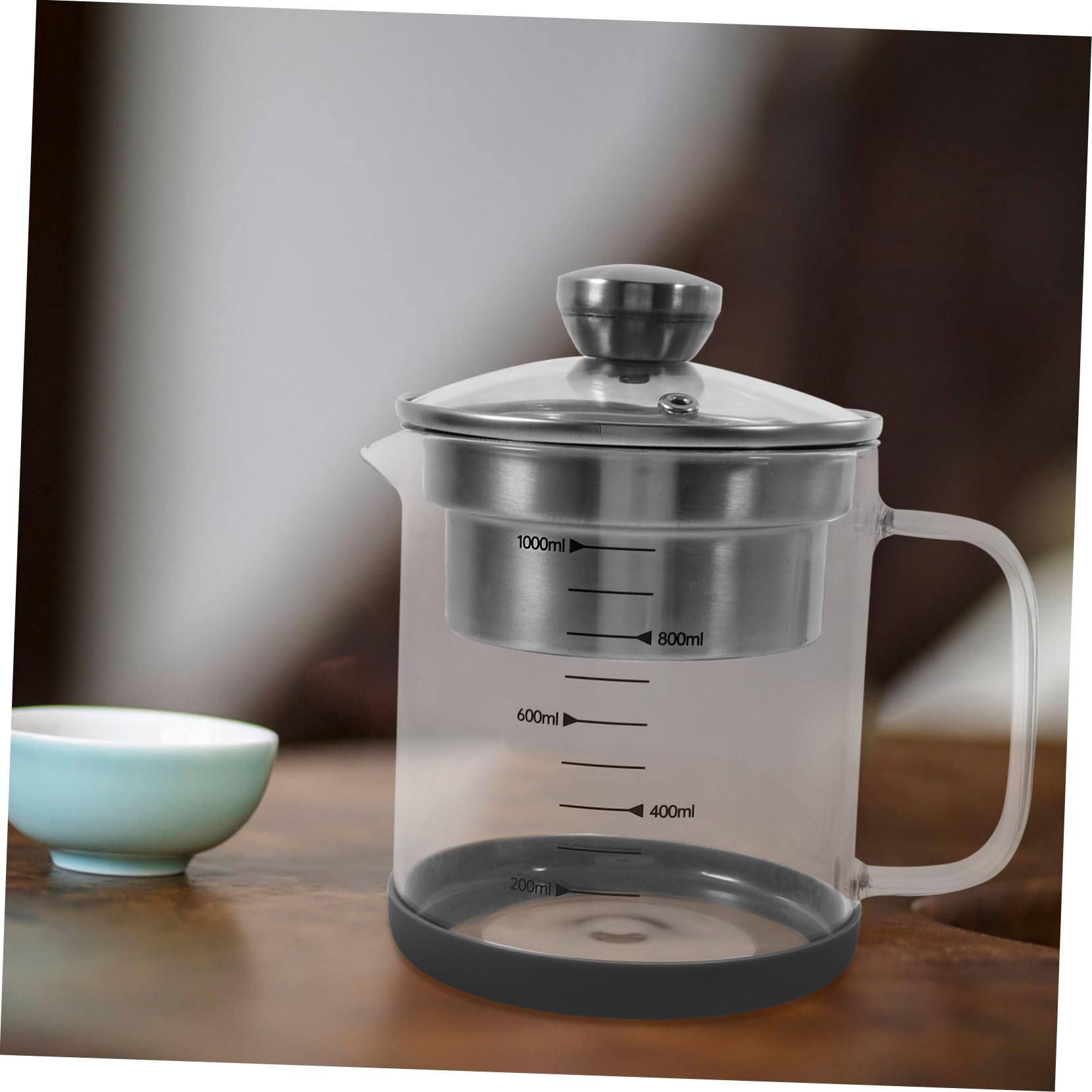Teefilterkanne 1l aus Glas und Edelstahl für Küche und Kochen